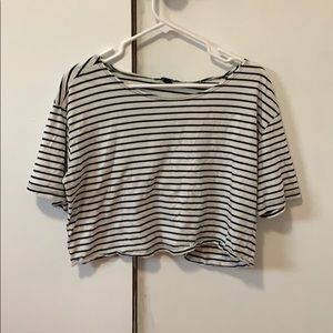 black and white striped Forever 21 cropped tee